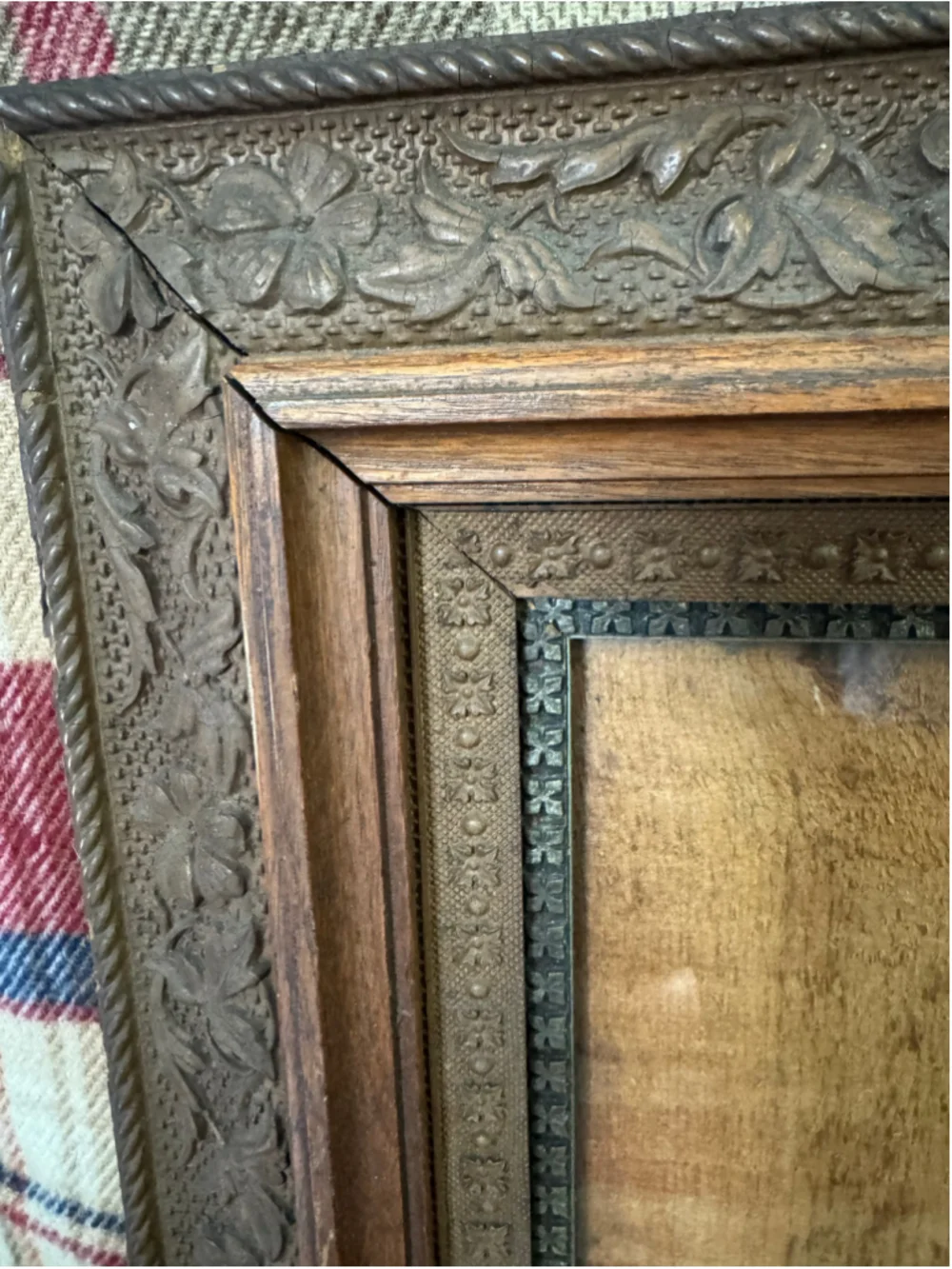 Antique Victorian Eastlake Picture Frame Ornate Floral Compo Wood 20x18